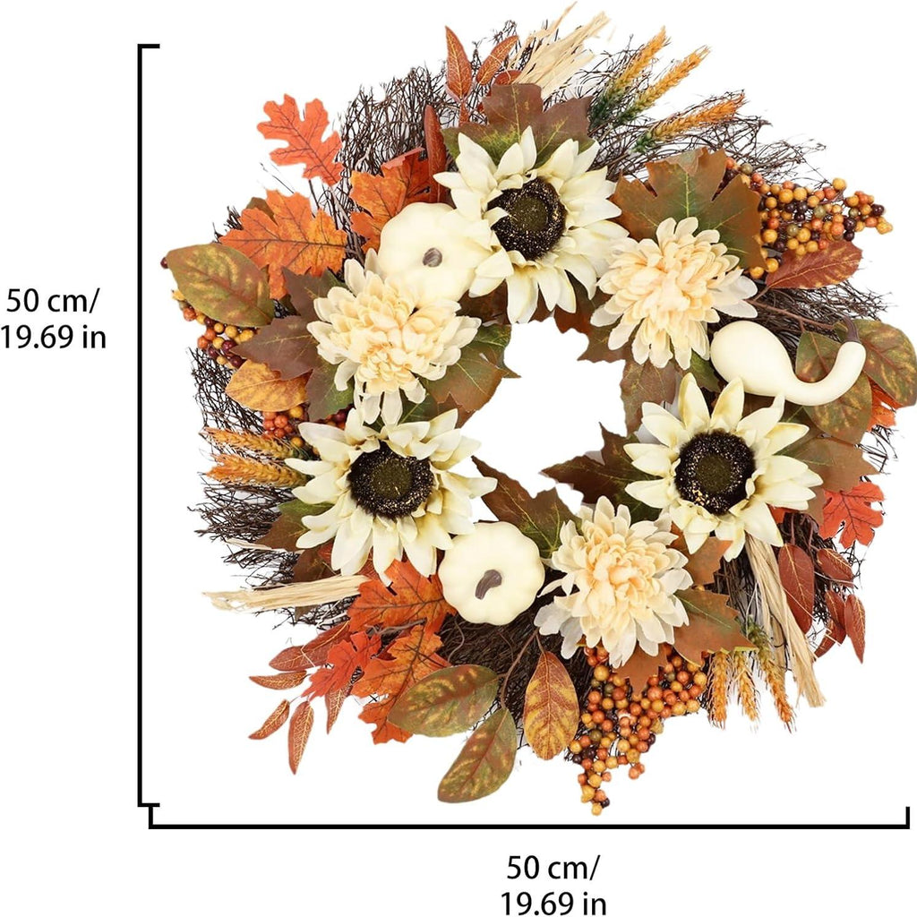 Fall Swag Wreath | Teardrop Maple Leaf Autumn Wreath for Front Door Thanksgiving Home Decor