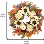 Fall Swag Wreath | Teardrop Maple Leaf Autumn Wreath for Front Door Thanksgiving Home Decor