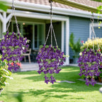 Artificial Bougainvillea Hanging Flowers 2pcs | UV Resistant Silk Vine for Garden Yard Porch Patio Wedding & Home Outdoor Decor in Pink Purple White Blue Orange