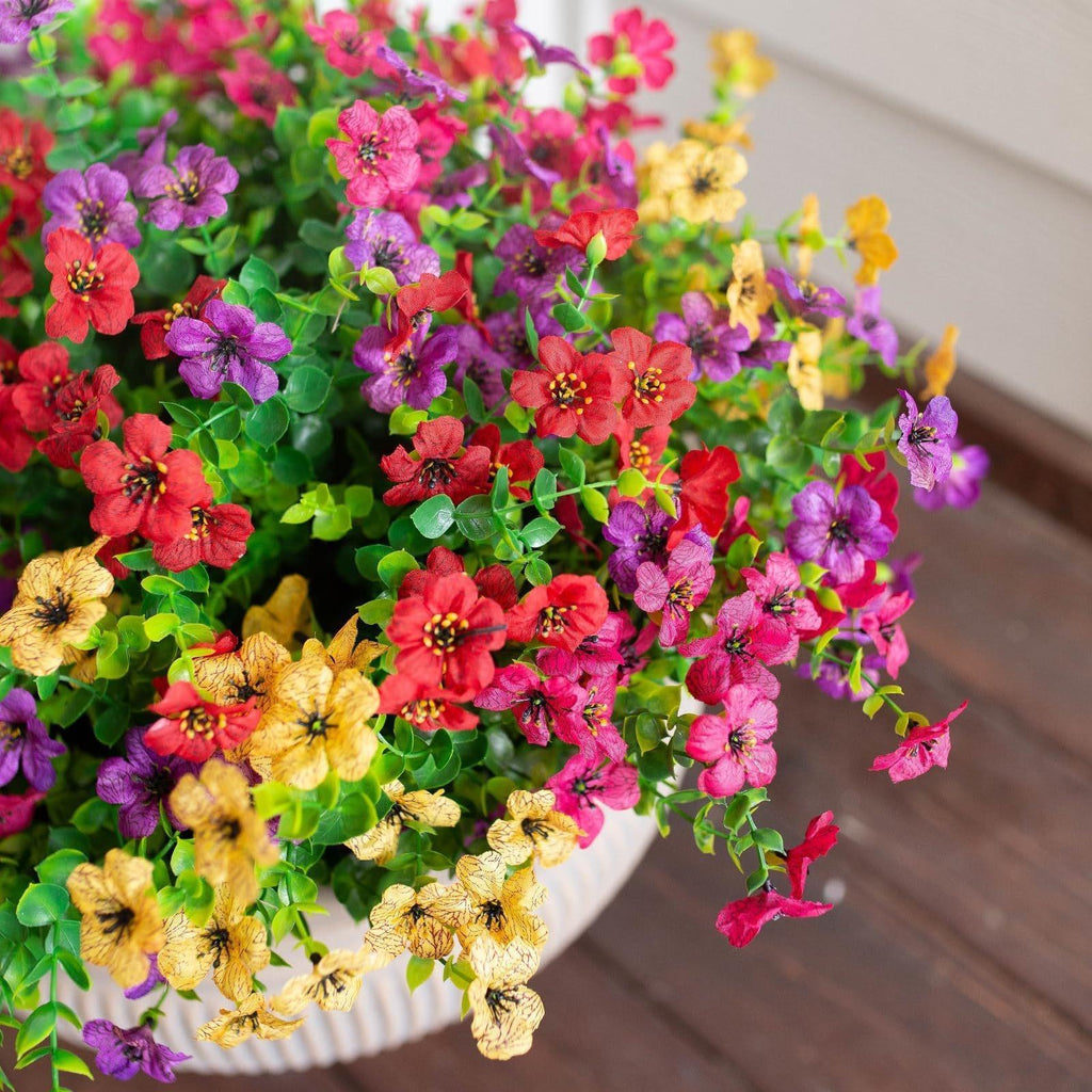 Uv resistant flower bouquet set of 6 arranged for colorful outdoor by IPOPU