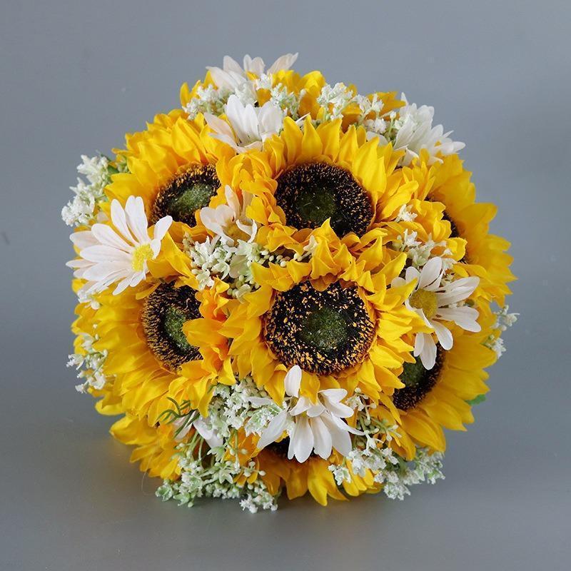Artificial Sunflower Wedding Bouquet for Bride and Bridesmaid | Church Ceremony Home Decoration Rustic & Boho