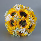 Artificial Sunflower Wedding Bouquet for Bride and Bridesmaid | Church Ceremony Home Decoration Rustic & Boho