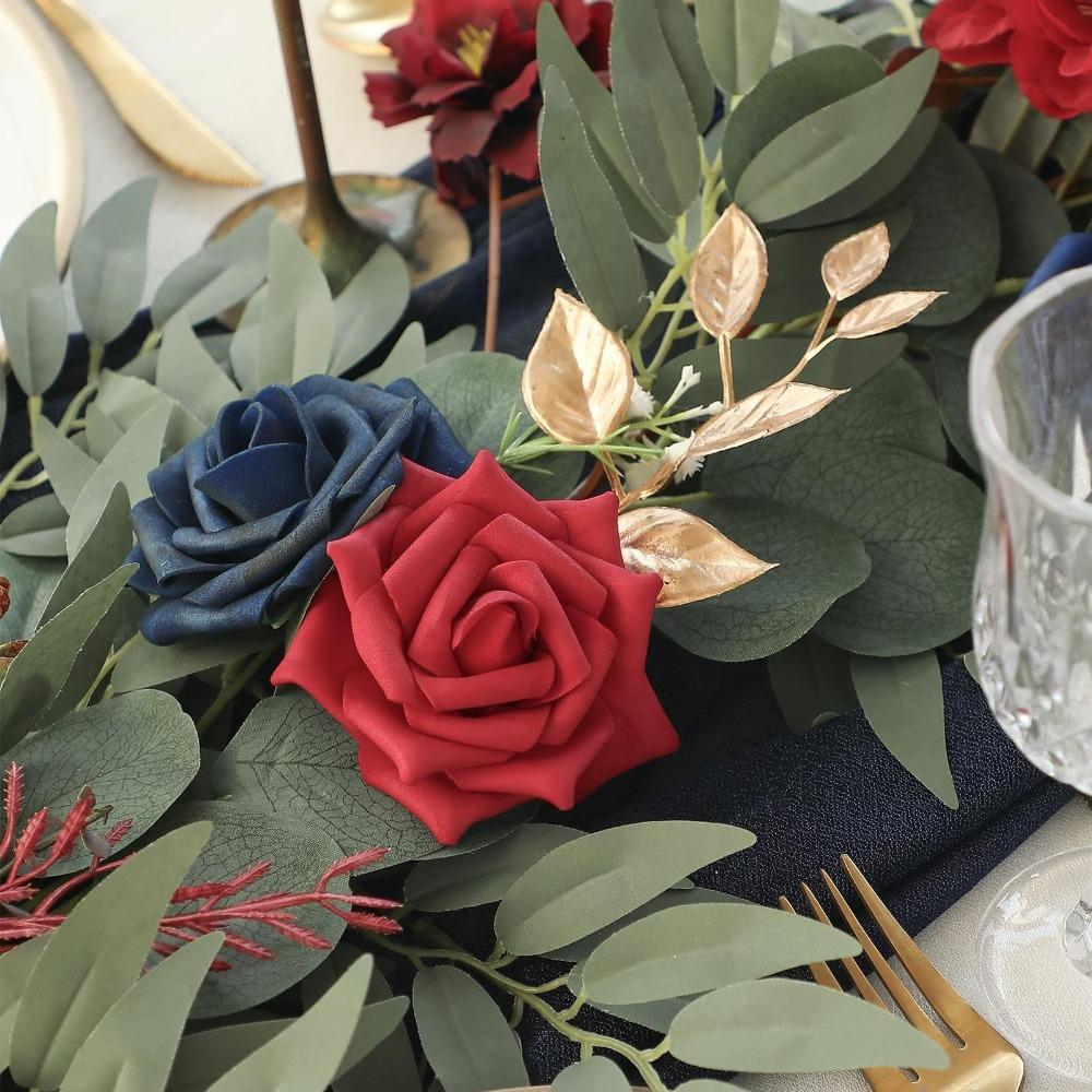 Artificial Floral Sphere Centerpiece | Wedding Table Party Home Display & Ornament in Blue Orange Red White