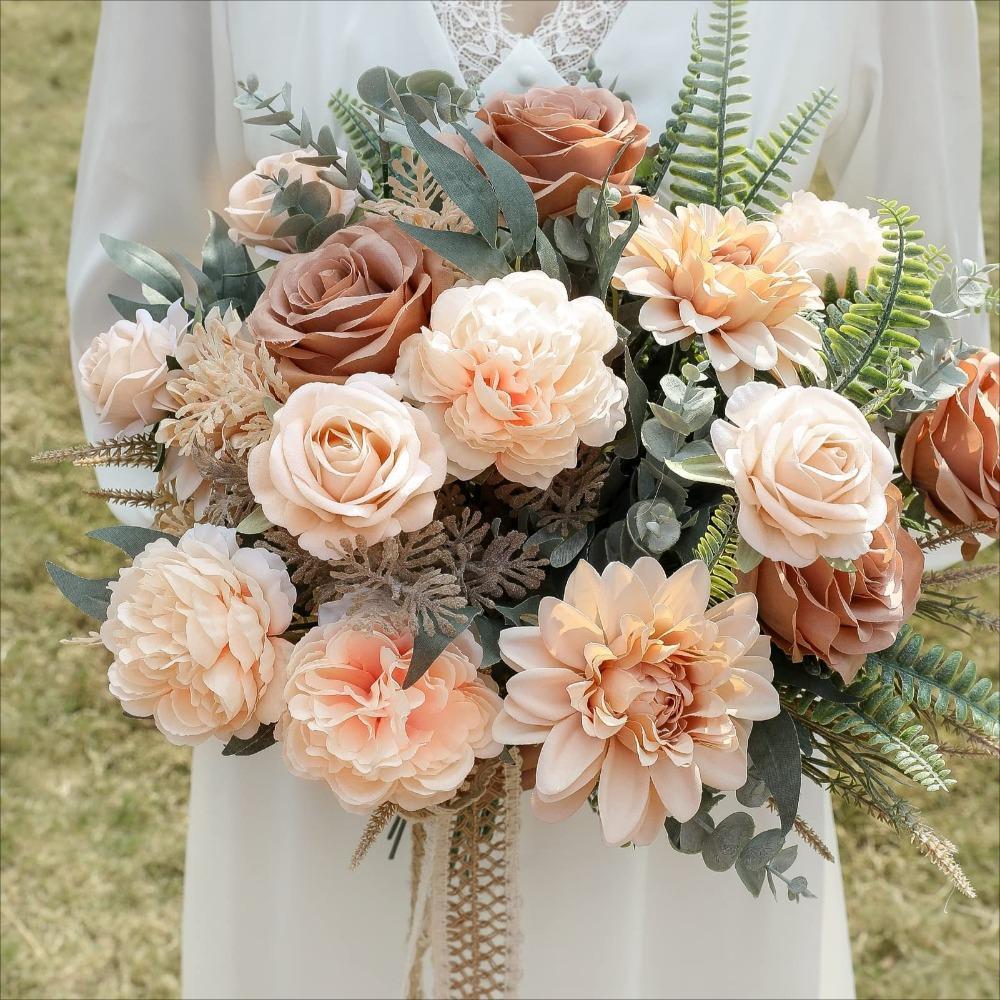 Gradient Color Artificial Flowers Combo Box Set with Stems | DIY Wedding Bouquet Centerpiece Baby Shower & Home Decor in 6 Styles A-F