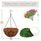 Daisy eucalyptus spring hanging basket metal arranged for outdoor indoor porch by IPOPU