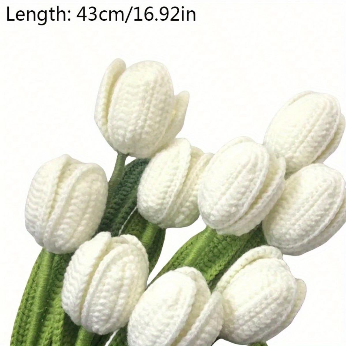 Artificial Tulips Gifts Crochet Tulips Bouquet Completed Handmade Tulips Bouquet for Home Decoration Gift Cotton Decorative Ornaments