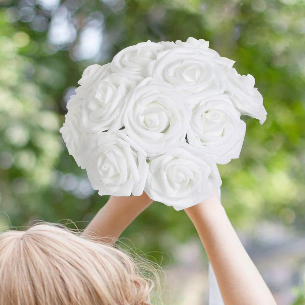 PE Foam Artificial Roses 50pcs 8cm | DIY Bridal Bouquet Wedding Centerpiece Home Party & Floral Decor in 10 Colors