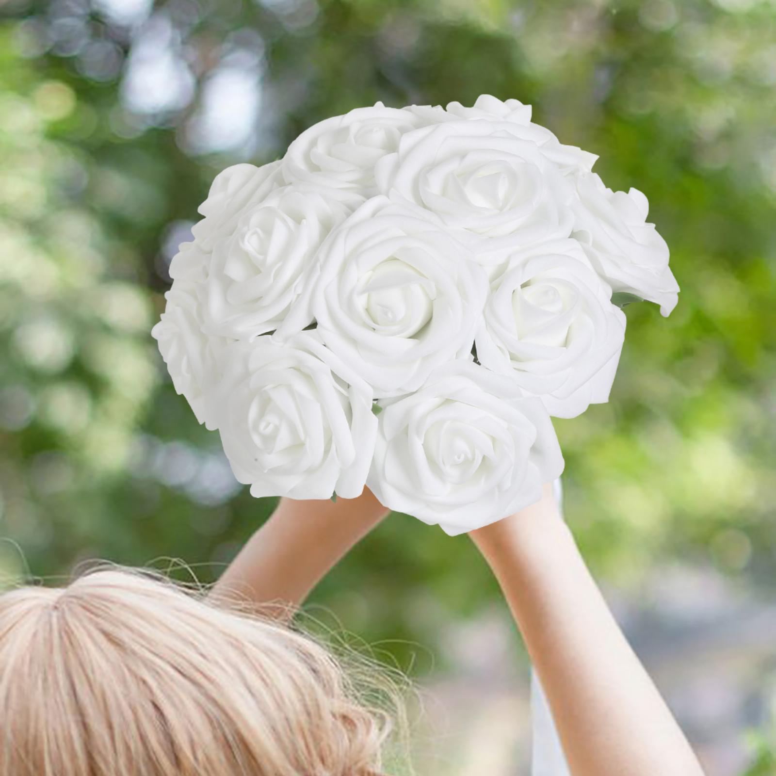 PE Foam Artificial Roses 50pcs 8cm | DIY Bridal Bouquet Wedding Centerpiece Home Party & Floral Decor in 10 Colors
