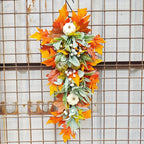 Detail of sunflower pumpkin maple leaf door swag for autumn fall front by IPOPU