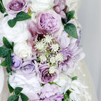 Detail of cascading rose bridal bouquet purple & ivory for wedding ceremony by IPOPU