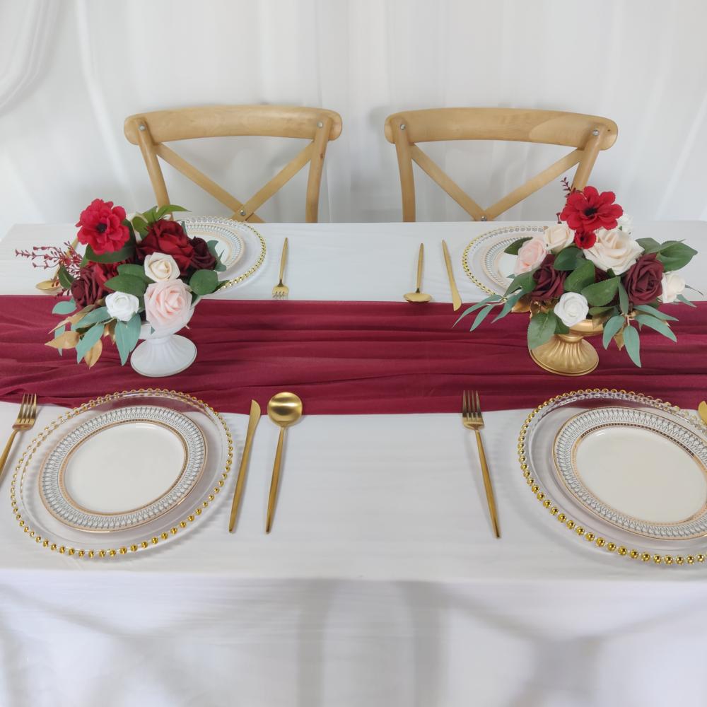 Wedding Flower Ball Garland 2pcs | Artificial Centerpiece for Table Display Arch & Gift Set in Purple Orange White Pink Blue Red Beige