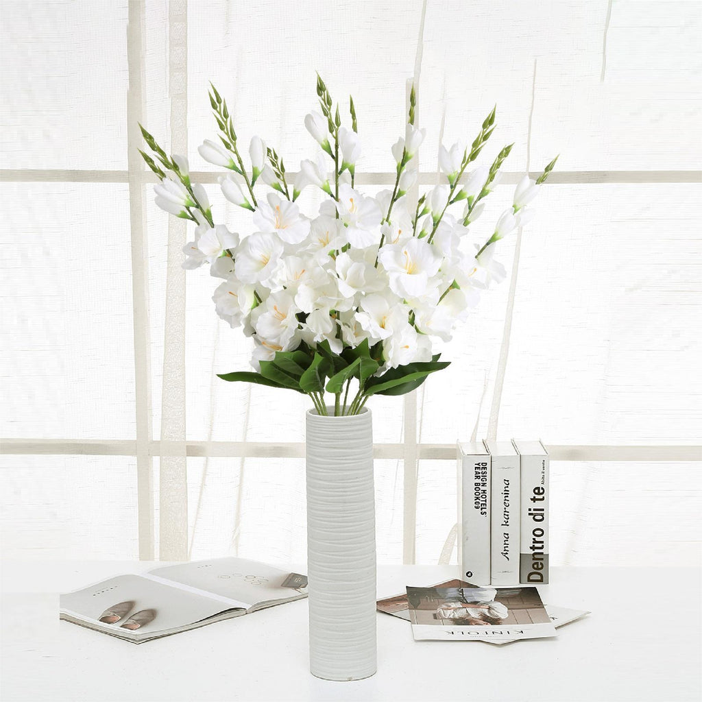 Faux Butterfly Orchid Real Touch Silk Flowers 10 Blooms Double Branch | Wedding Home Decor & Gift in White Pink Blue