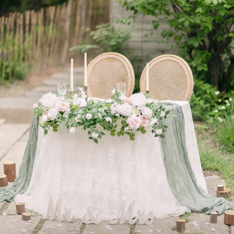 Dusty Rose Artificial Flower Garland Swag 2pcs | Wedding Arch Sweetheart Table Backdrop Wall & Home Garden Decor | 14 Styles