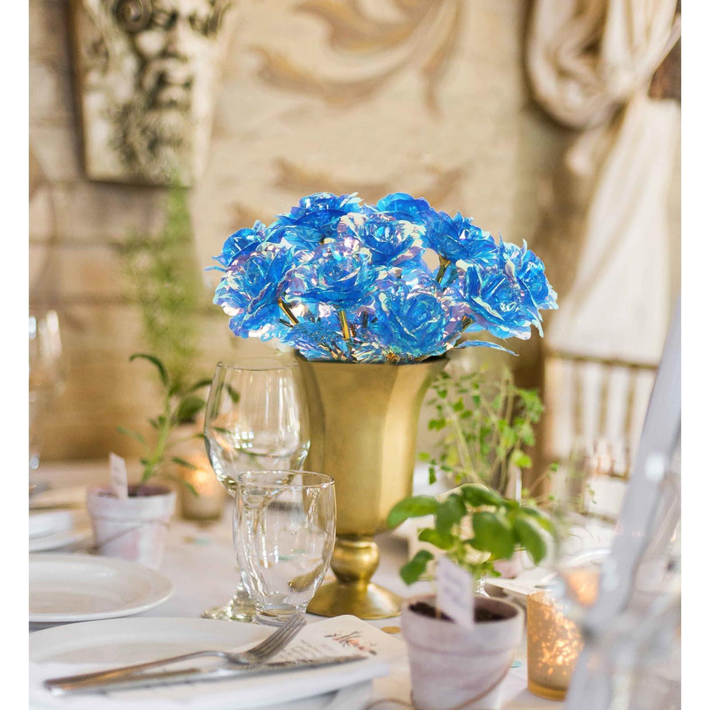 Galaxy Rose Artificial Flowers 12pcs | Mother's Day Valentine's Day Birthday Wedding & Party Gift in Blue White Gold