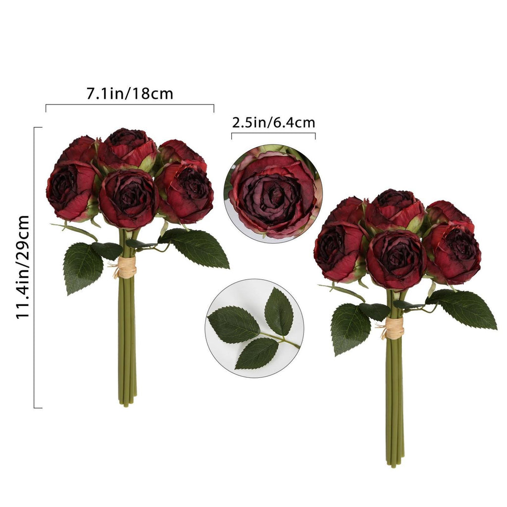 Close-up of lifelike peony flowers 2 bouquets with stems for home wedding vintage by IPOPU