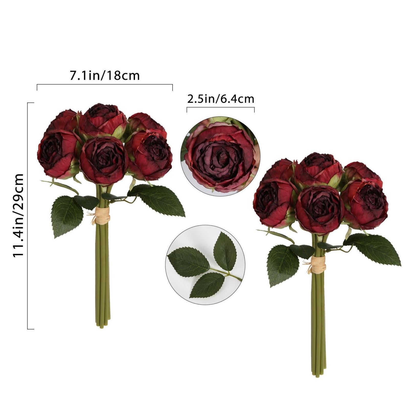 Silk Artificial Peony Flowers 2 Bouquets with Stems | Home Wedding Vintage & Centerpiece Decor in White Pink Beige Blue Red Purple Wine Red