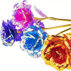 Gold Foil Rose Flower Box | Romantic Gift for Her Valentine's Day Anniversary & Birthday in Blue Pink Colorful