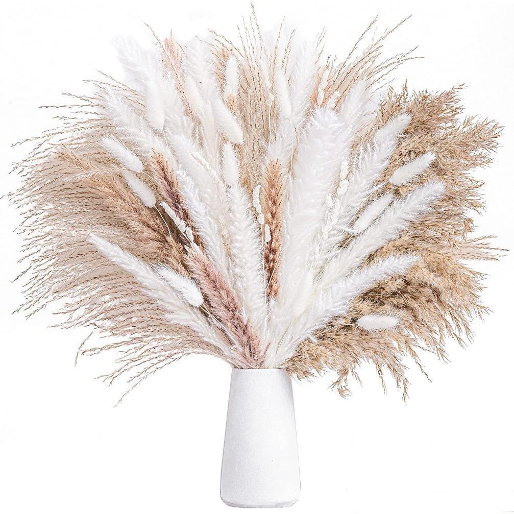 Natural dried cortaderia selloana mixed flower arranged for wedding coffee table by IPOPU