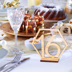 Hexagon Wooden Table Numbers 1-20 with Holder Base | Rustic Wedding Reception Decor