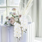 Real Touch Phalaenopsis Orchid Branches 34 inch 2pcs | Wedding Home Party Bridal Shower & Graduation Decor in White Pink Light Purple Purple Orange Champagne