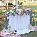 Artificial Silk Flower Garland | Wedding Table Runner Arch Wreath Chair Back & Home Decor in White Blue Pink Orange