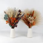 Rustic Red Dried-Effect Flower Bouquet with Baby's Breath and Eucalyptus | Living Room Wedding Table & Home Decor Gift