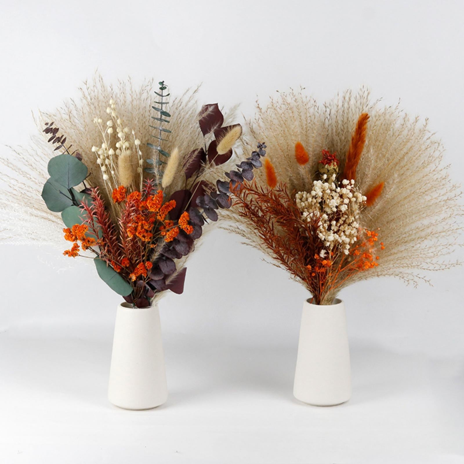 Rustic Red Dried-Effect Flower Bouquet with Baby's Breath and Eucalyptus | Living Room Wedding Table & Home Decor Gift