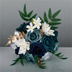 Handmade Bridal Wedding Bouquet | Ceremony Church Decoration in Blue Green Wine Red White Pink 5 Colors