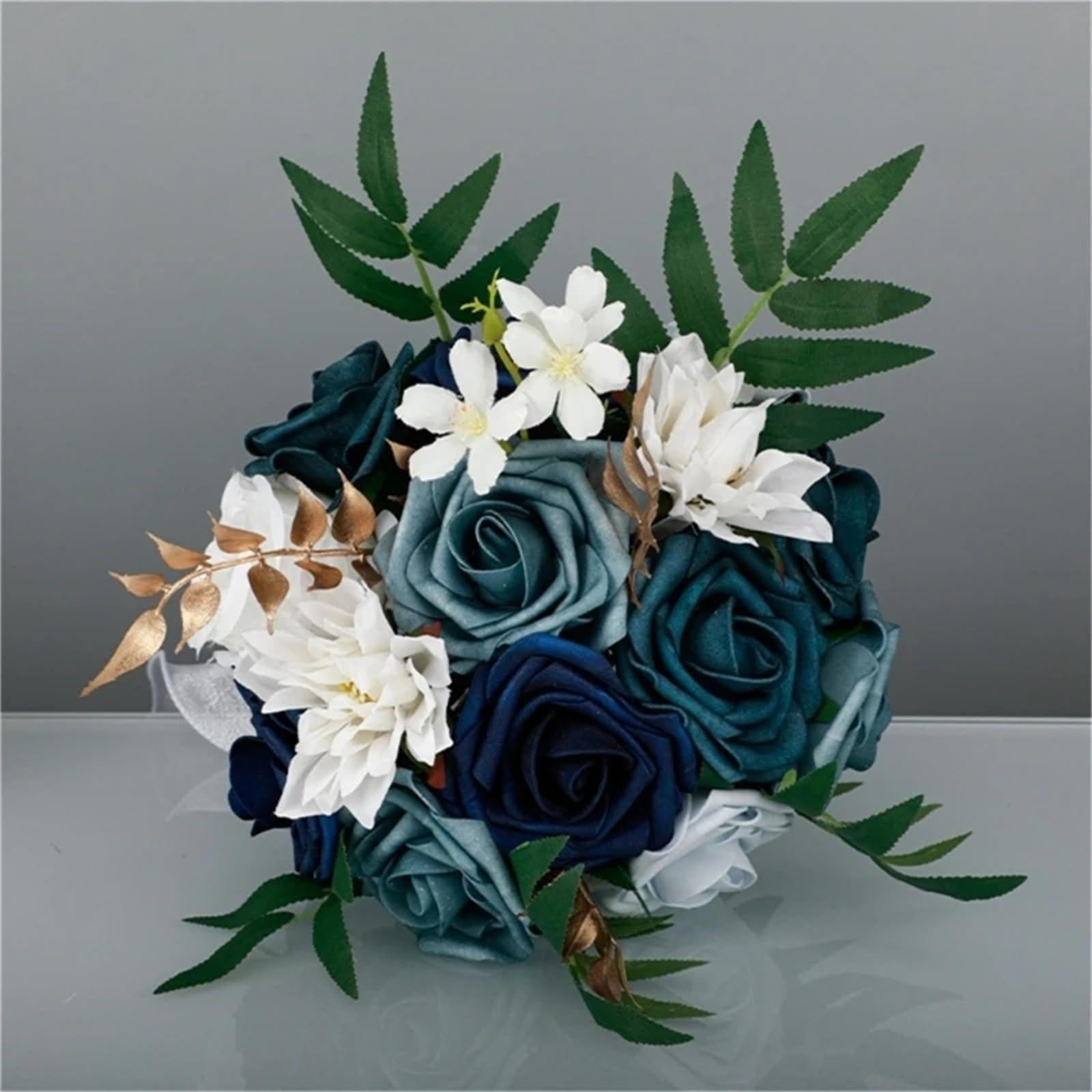 Handmade Bridal Wedding Bouquet | Ceremony Church Decoration in Blue Green Wine Red White Pink 5 Colors