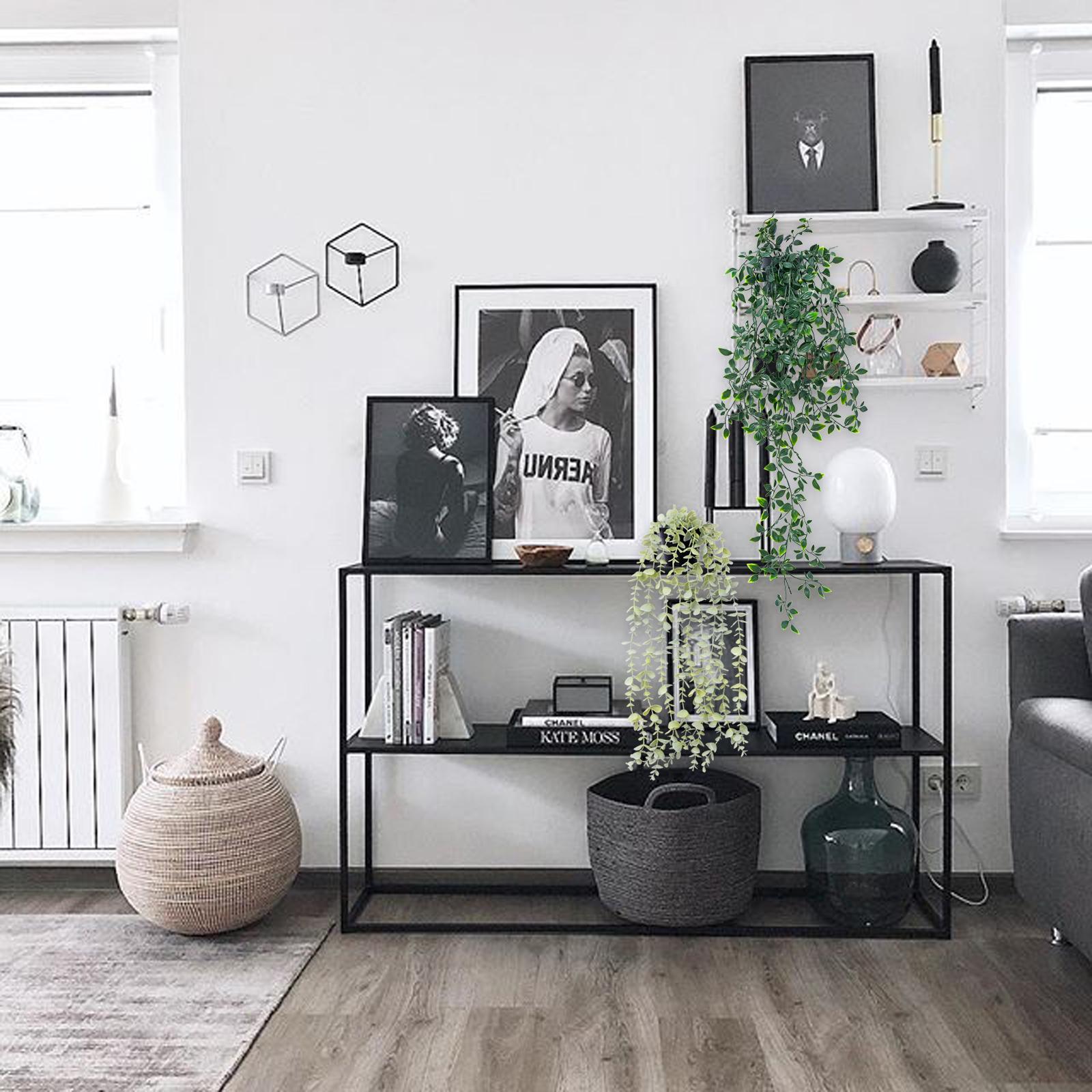 Artificial Hanging Potted Plants | Home Office Bedroom Kitchen Patio Bathroom Bookshelf Indoor & Outdoor Decor in Green Light Green