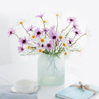UV Resistant Artificial Daisy Wildflowers with Stems | Outdoor Garden Patio & Home Decor Greenery Shrubs in White Yellow Pink Purple