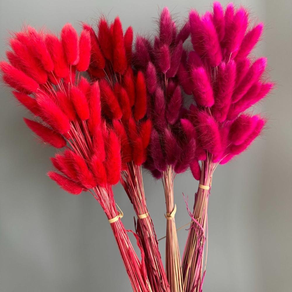 Faux Pampas Grass Set of 2 | Boho Home Decor Wedding Photography Props in White Pink Red Black Orange