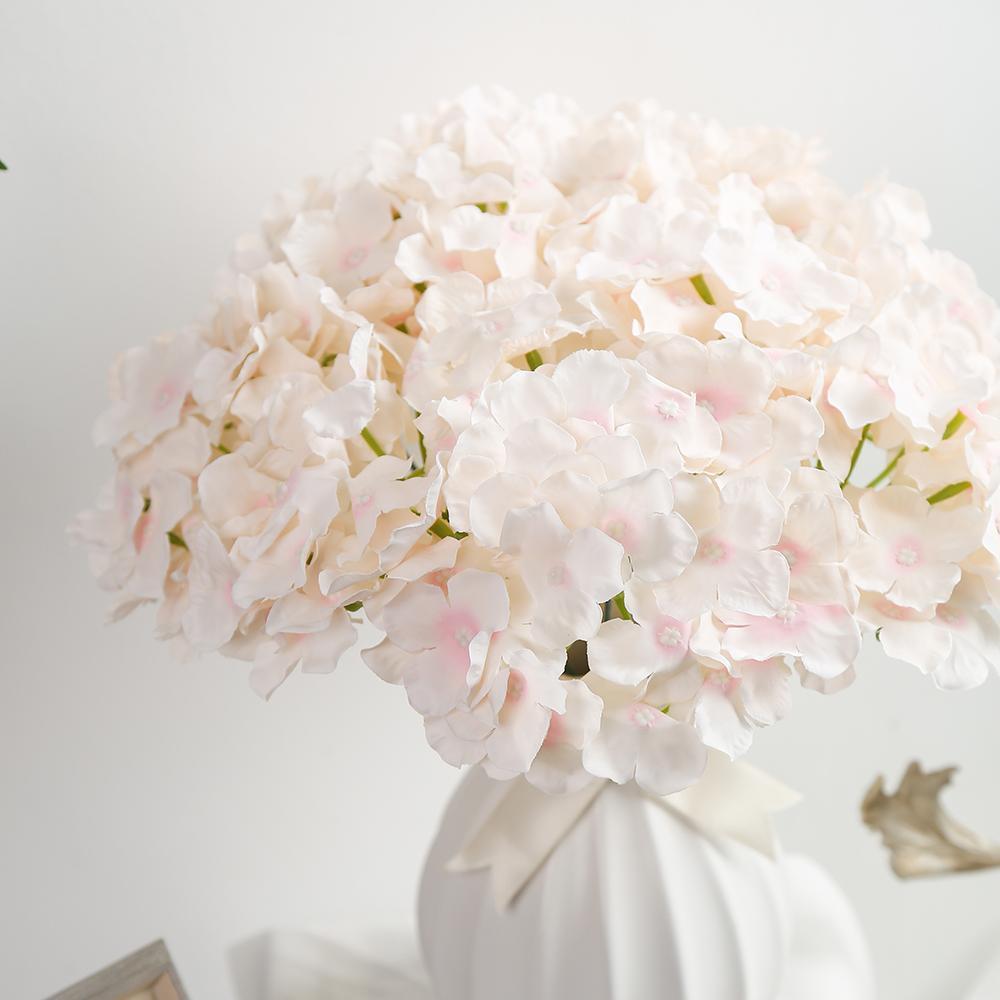 Real Touch Faux Hydrangea Flowers with Stems 10pcs | Wedding Home Party Easter & Graduation Decor in Beige White Pink Blue 8 Colors