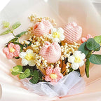 Handmade Crochet Flower Bouquet with Sunflowers Roses & Eucalyptus | Mother's Day Wedding Graduation & Valentine's Day Gift in Light Pink Yellow Blue