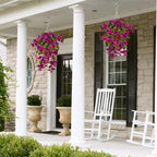 UV Resistant Artificial Hibiscus Hanging Flowers 2pcs | Outdoor Porch Patio Yard Spring Summer Decor in Dark Pink White Purple Pink