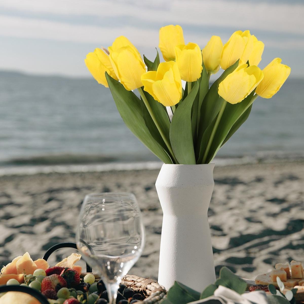 Tulip Flower 6pcs Home Living Room Wedding Decoration Tulips Fake Flowers Home Garden Decor