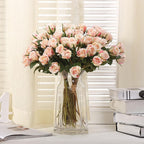 Artificial Long Stem Rose Bouquet | Realistic Faux Roses for Wedding Home Valentine's Day in 5 Colors