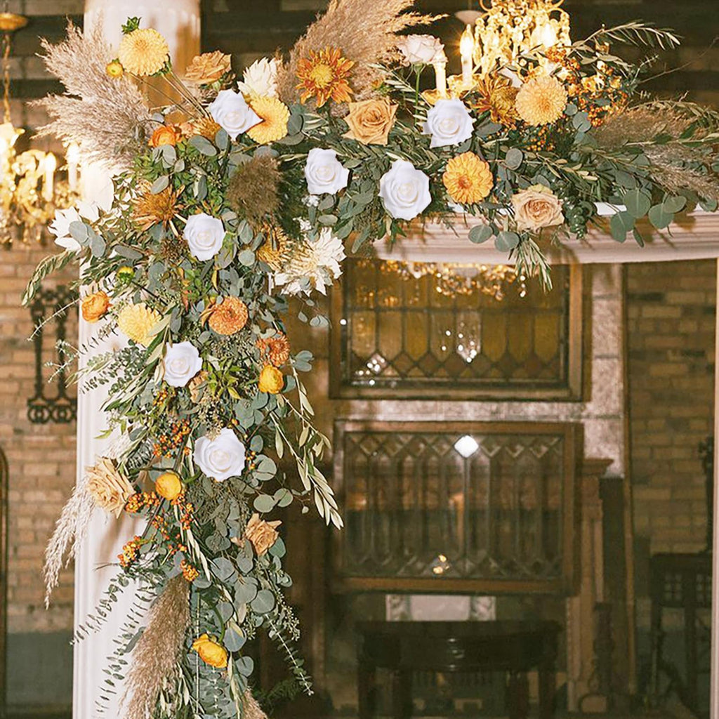 Bulk Roses with Leaves and Stems 20pcs | DIY Wedding Bouquet Centerpiece Wreath Garland & Party Decor in 10 Colors
