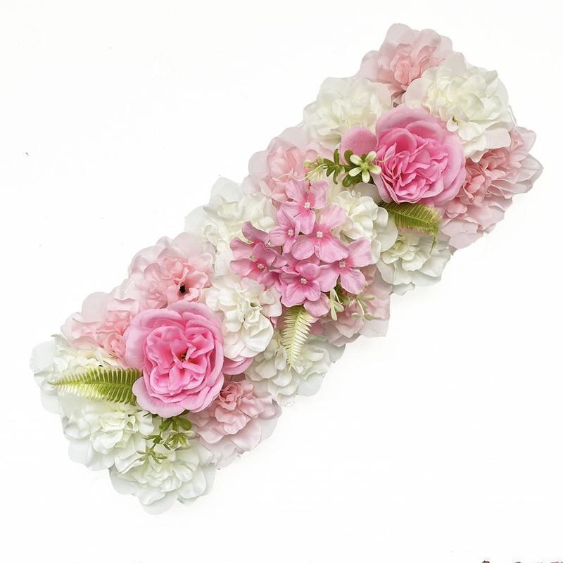 Artificial Orchid Hydrangea Flower Row Wall Panels Set of 2 | Wedding Backdrop Party Decor in White Pink Red