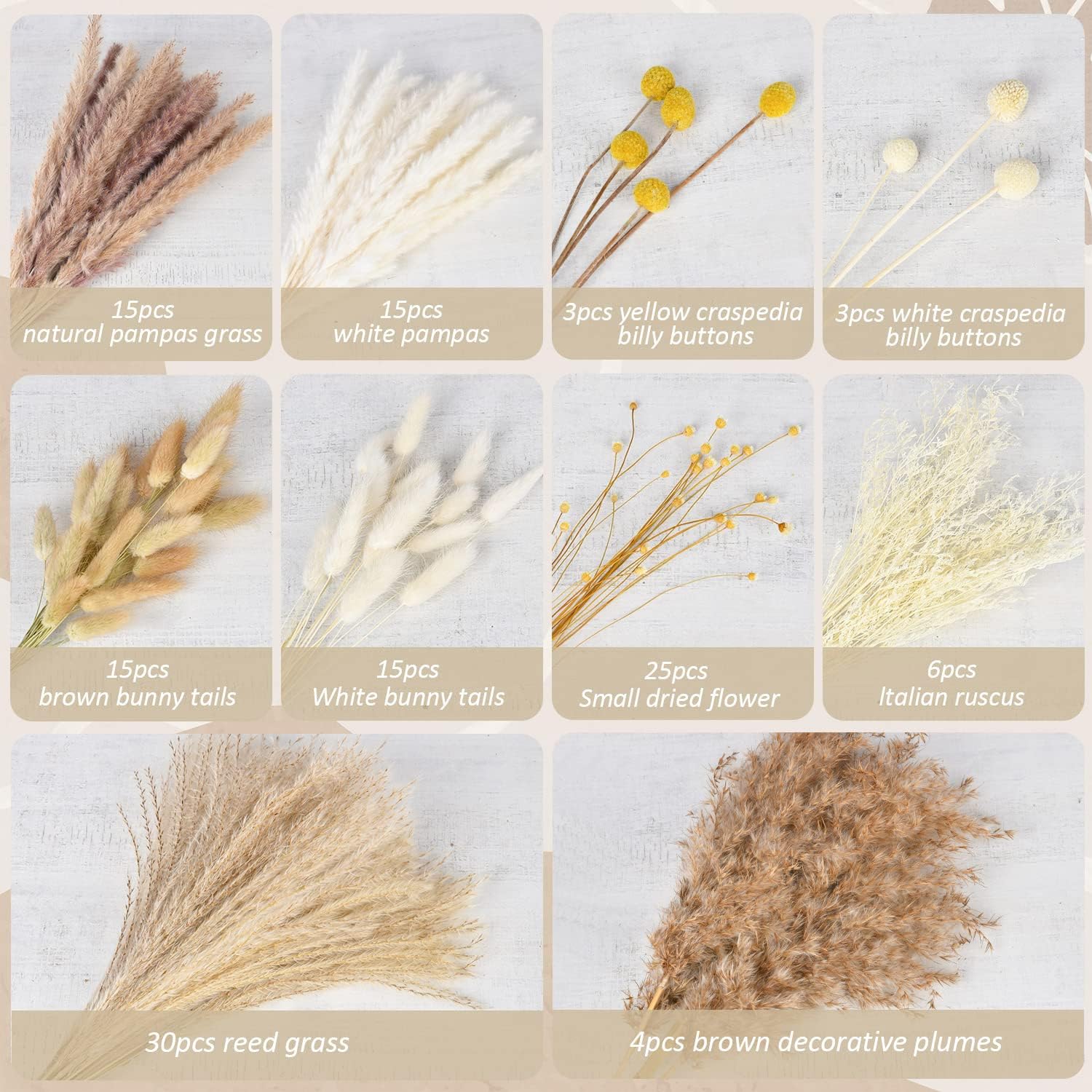 Natural Dried Pampas Grass Bouquet with Gift Box | Boho Home Wedding Farmhouse Nordic Decor