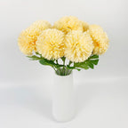 Artificial Chrysanthemum Ball Flowers Set of 10 | Mums for Home Decor Indoor Floral Arrangement Table Centerpiece Yellow