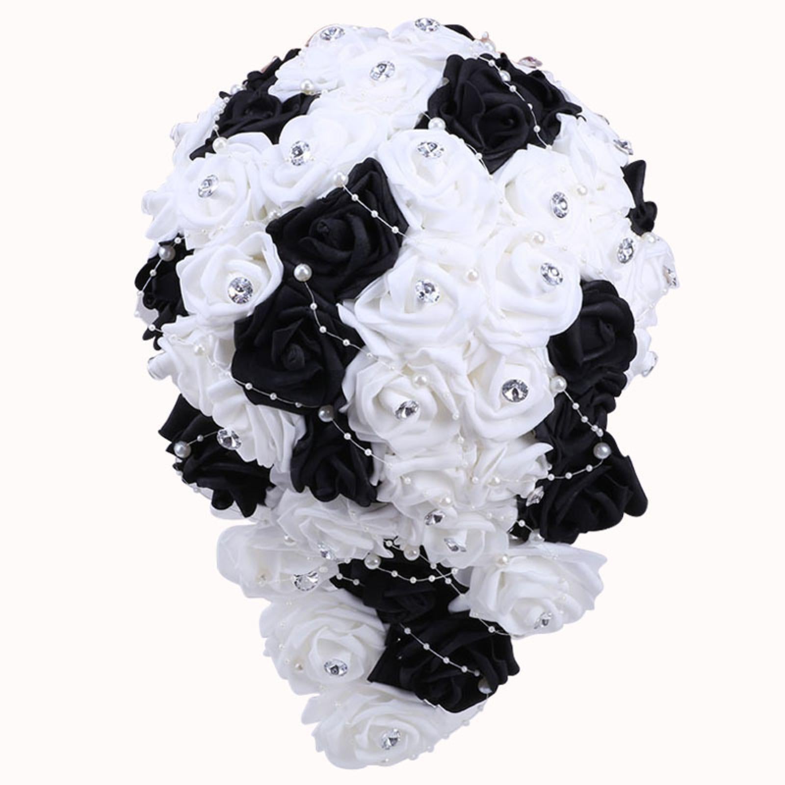 PE Foam Pearl Rhinestone Bridal Bouquet | Wedding Bridesmaid Church Ceremony & DIY in White Blue Black Pink Red