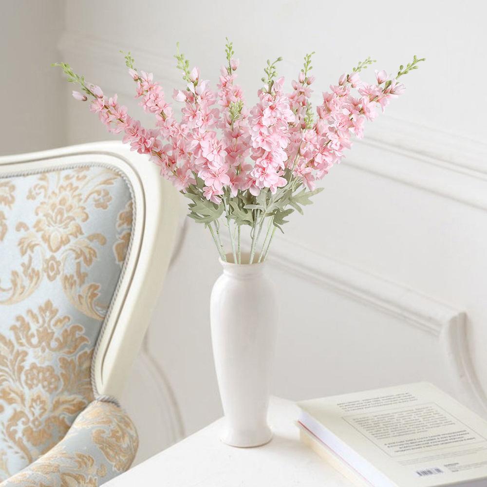 Artificial Delphinium Larkspur Flowers 8pcs 33.5in Long Stem | Tall Vase Wedding Party & Home Centerpiece Decor in 10 Colors