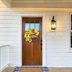 Sunflower welcome wreath arranged for front door window by IPOPU