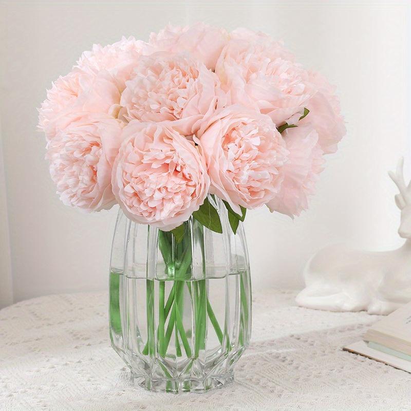 Artificial Peony Flowers | Bridal Bouquet Wedding Table Centerpiece & Home Vase Flowerpot Decor in Dark Pink Red White Light Pink Champagne