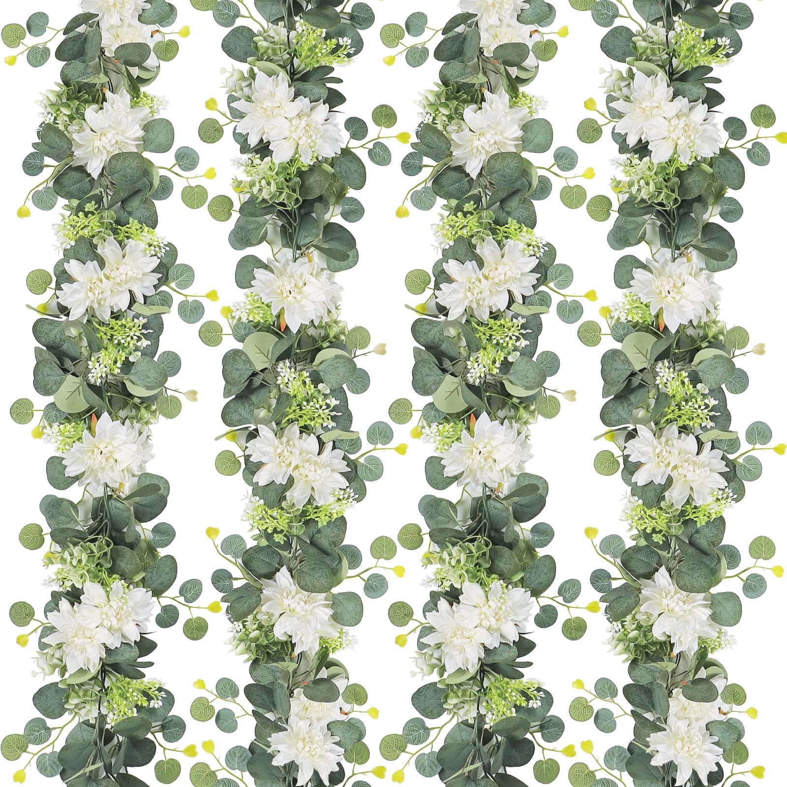 Dahlia Flower Vine Hanging Floral Garland | Wedding Arch Bedroom Home Wall Backdrop & Room Decor in White