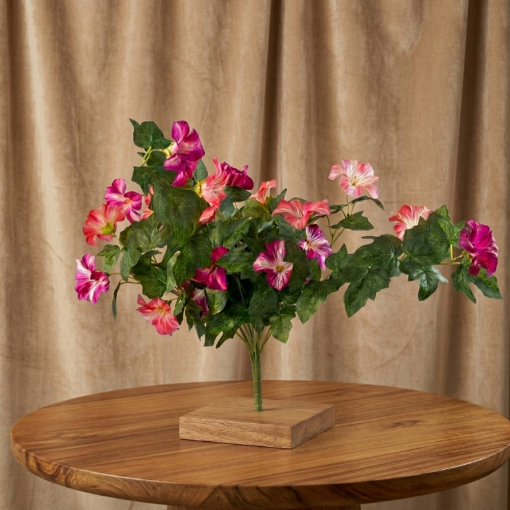 Artificial Hanging Flowers Plants with Basket for Outdoors, Artificial Petunias UV Resistant Petunias Fake Flowers for Outdoor Garden Porch Balcony Decoration