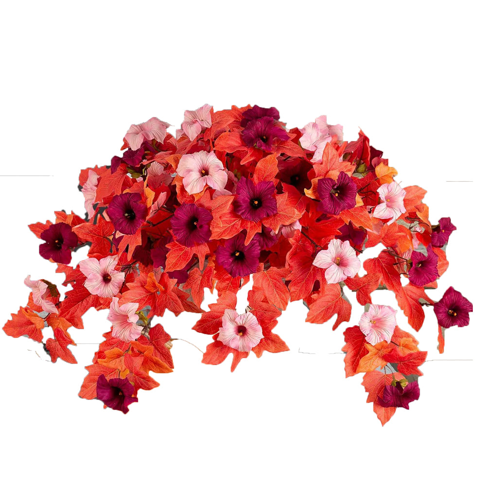 Artificial Hanging Flowers Plants with Basket for Outdoors, Artificial Petunias UV Resistant Petunias Fake Flowers for Outdoor Garden Porch Balcony Decoration