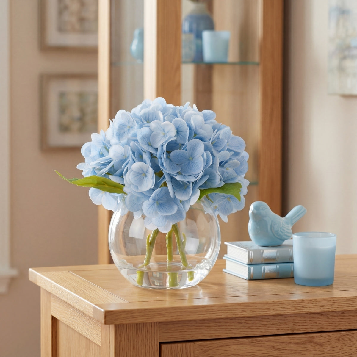 Artificial Hydrangea Flowers in Vase | Premium Faux Hydrangea for Home Decor Coffee Table Wedding DIY