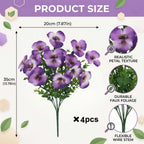 Artificial Pansy Flowers Outdoor Spring Flowers Pansies Wildflower UV Resistant Plants Faux Impatiens for Window Box Wedding Party Outside Garden Porch Decor